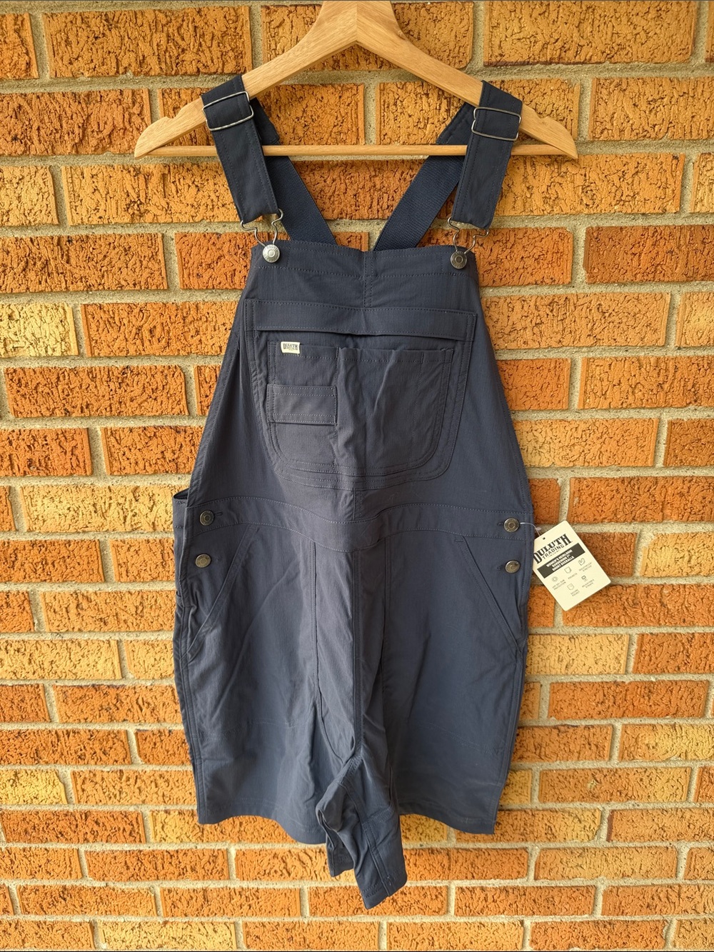 Duluth Trading Heirloom Gardening Bib Overall Shorts Navy Blue Medium 7in Inseam